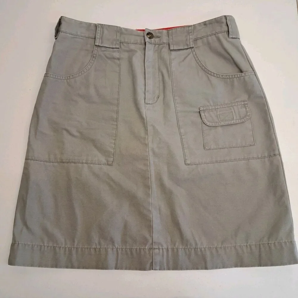 Eddie Bauer Olive 100% Cotton Skirt, Women's Size 10 Pockets - Picture 1 of 7